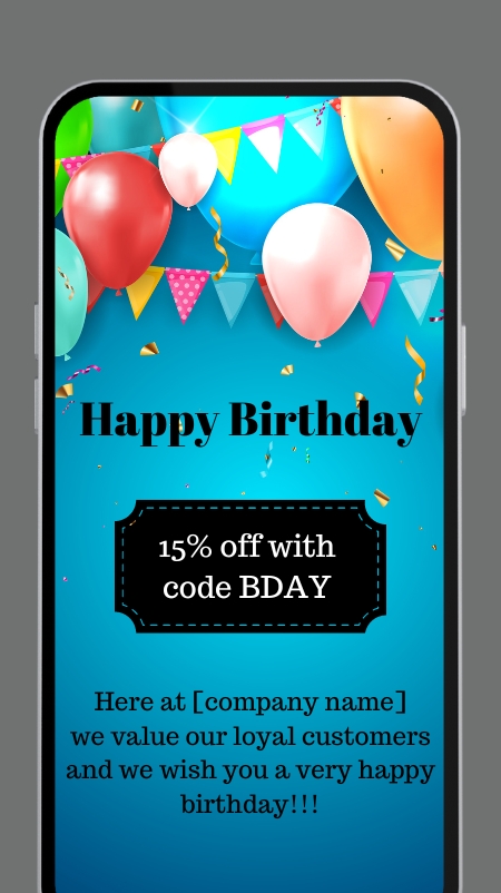 Coupon for Birthday email flow example.